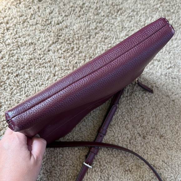 Kate Spade Burgundy Leather Crossbody Bag Maroon Soft Leather Fall Purse - Picture 6 of 16